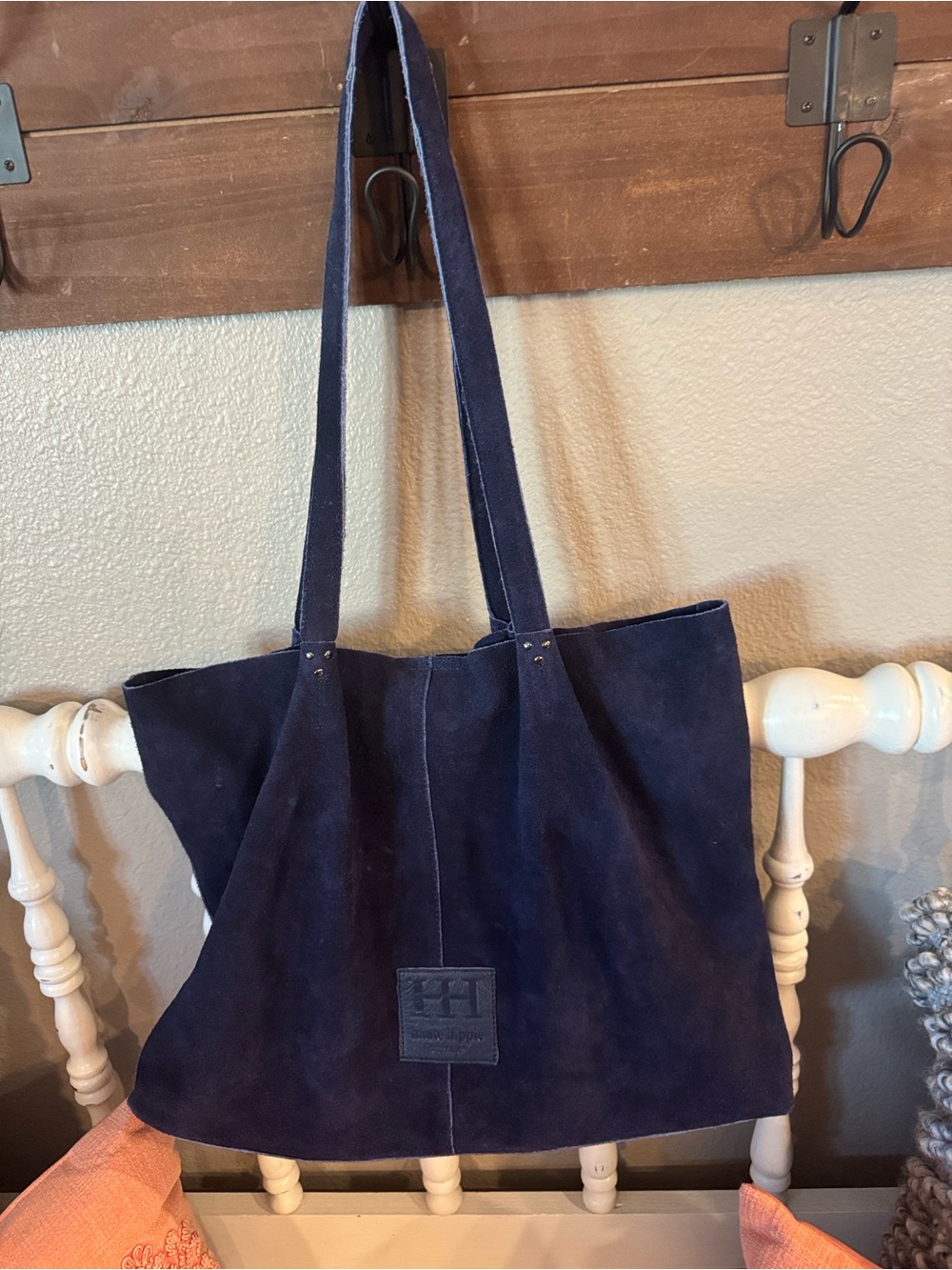 Haute Hippie like new Handcrafted Navy Suede Tote Bag